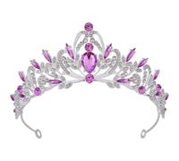 Lurrose Diadème Vintage pour Filles Strass Argenté et Violet, Couronne Coiffure Élégante Réutilisable pour Mariage, Anniversaire, Fête et Festival, Accessoire Cheveux Féminin Raffinée