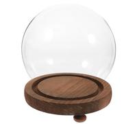 Lurrose Dôme en Verre Rond avec Socle en Bois pour Exposition de Plantes Succulentes et Micro Paysages, Facile à Observer, pour Présents Faits Main