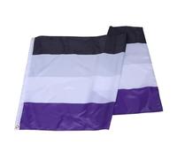 Lurrose Drapeau Fierté Asexuelle en Polyester Résistant 90x150 Cm Œillets Métalliques, Bannière Arc-en-ciel Non Genrée pour Décoration Extérieure, Accessoire de Fête Pride et Marche Lgbtq