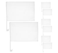 Lurrose Drapeaux Blancs pour Décoration en Polyester et Plastique Lot de 8 Faciles à Installer, Toile Vierge pour Voiture Lors de Fêtes Sportives et Défilés