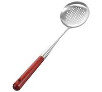 Lurrose Écumoire Inox à Manche Bois Long Cuillère Filtrante pour Huile et Soupe Ustensile Cuisine Décoratif Pratique pour Maison et Restaurant