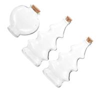 Lurrose Ensemble 3 Bouteilles en Verre pour Cérémonie du Sable de Mariage Flacons à Vœux Transparents Bouchons en Liège 1 Bouteille Cœur Moyenne 2 Pins 300Ml Décorations Nuptiales
