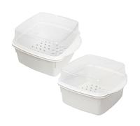 Lurrose Ensemble de 2 Cuiseurs Vapeur pour Micro-Ondes 165X12X10 CM Récipient Alimentaire Couvercle Hermétique Bol de Cuisson pour Légumes Raviolis et Petits Pains Compatible