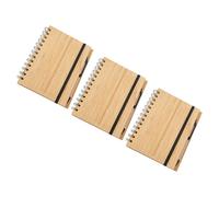 Lurrose Ensemble de 3 Cahiers à Spirale en Bambou avec 70 Pages Lignées, Couverture Rigide Solide, Stylo Inclus, pour Bureau et Prise de Notes Écologiques