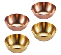 Lurrose Ensemble de 4 Assiettes à hors-D'Œuvre en Acier Inoxydable Plat d'Assaisonnement Rond pour Sauce et Condiments 2 Pièces Doré 2 Pièces Rose Gold pour Apéritif et Présentation de