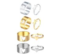 Lurrose Ensemble de 4 Paires de Bagues en Alliage de Zinc Formes D'insecte et Cœur, Style Créatif et Distinctif, Usage Quotidien Bague de Couple Plusieurs styles
