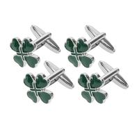Lurrose Ensemble de Boutons de Manchette Cœur et Trèfle pour Chemise Homme, Alliage Solide, Design Moderne, Attaches Stables, pour Fête Saint-Patrick et Occasions Formelles