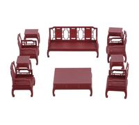 Lurrose Ensemble de Meubles Miniatures de Style Chinois, échelle 1:25, Comprenant Une Table et des chaises pour Un Salon ou Un Jeu de Construction de maquettes à Faire soi-même.