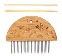 Lurrose Ensemble D'outils de Tissage en Bois et Acier pour Fabrication de Tapisserie, Comprenant Peigne en Acier et Aiguille à Tricoter en Bois, pour Créations Artisanales