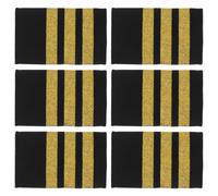 Lurrose Épaulettes Pilote Dorées 3 Paires en Bande Tissée Noire 3 Barres Uniformes Aviation Ingénieur Amiral Cosplay Costume Professionnel Accessoires