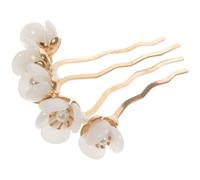 Lurrose Épingle à Cheveux Chinoise en Jade, Motif Pétale de Fleur Rétro, Baguette Cheveux pour Coiffure Mariage Hanfu