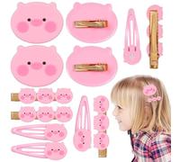 Lurrose Épingle à cheveux rose en forme de cochon 12pcs en alliage de zinc et résine, accessoires pour mariage et coiffure fille, décoratives et stylées