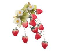 Lurrose Épingle à Cheveux Style Chinois Fraise Rétro en Alliage et Résine, Fixation Facile et Sécurisée, pour Coiffure Classique Quotidienne ou Festive, 1 Paire