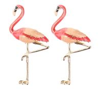 Lurrose Épingle à Vêtements Flamant Rose 2pcs en Alliage Rouge Élégant et Créatif, Accessoire Multi-usage pour Femmes Lors de Cérémonies et Célébrations