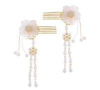 Lurrose Épingles à Cheveux Hanfu Faites Main en Cristal Blanc Peigne à Cheveux Classique Fleurs Accessoires Élégants pour Fêtes et Voyages