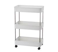 Lurrose Étagère de Rangement Roulante 3 Niveaux Largeur Large en PP Blanche roulettes Pivotantes, Chariot Multifonction Cuisine et Salle de Bain, Organiseur de Rangement Pratique et