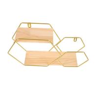 Lurrose Étagère Murale Hexagonale Flottante et Rangement Décoratif Doré pour Plantes et Objets Support Compact pour Chambre et Salon