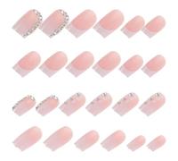 Lurrose Faux Ongles Courts French Manucure à Coller, Manucure Française en Plastique, Lot 24 Pièces, Couverture Complète, Style Tendance pour Événements et Usage Quotidien