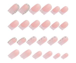 Lurrose Faux Ongles Courts French Manucure à Coller, Manucure Française en Plastique, Lot 24 Pièces, Couverture Complète, Style Tendance pour Événements et Usage Quotidien