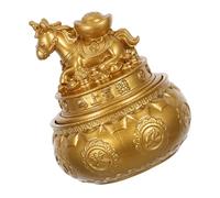 Lurrose Figurine Feng Shui Cheval de Carrousel Rotative en Alliage Doré 6,6 X 5,1 X 5,1 Cm Décoration Nouvel an Chinois Bassin au Trésor Symbole de Prospérité pour Maison et Bureau