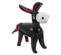 Lurrose Figurine Miniature D'âne en Verre Noir Statuette Décorative Animalière pour Maison, Bureau ou Étagère Petite Sculpture de Dessin Animé Légère et Transportable