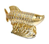 Lurrose Figurine Poisson en Céramique Petite Taille, Décoration Artisanale de Bureau Intérieur, Ornement de Poisson Créatif Base Stable pour Bureau et Chambre, Décoration Unique