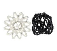 Lurrose Filet à Cheveux Élastique Accessoire de Danse Blanc 2 Pièces avec Perles et Cristaux Résistant et Élégant pour Chignon de Ballet pour Répétitions et Spectacles