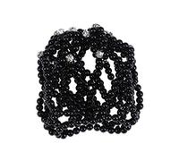 Lurrose Filet élastique pour cheveux - Fait à la main - Crochet - Perle - Ballet - Couvre le cœur - Robe pour femme et fille - Noir