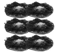 Lurrose Filets à Chignon Élastiques Noirs pour Femme et Fille, Lot de 6, Maille Respirante et Extensible, Filet à Cheveux pour Ballet, Gymnastique et Patinage Artistique, Accessoires