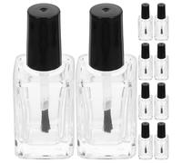 Lurrose Flacon de Vernis à Ongles Transparent 15 Ml Carré Lot de 15 Pièces Pinceau Noir pour Nail Art Voyage et Rangement à Domicile