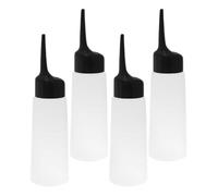 Lurrose Flacons Applicateurs Design Pratique en Plastique pour Teinture Capillaire avec Embout Incliné, Lot de 4 Pièces pour Coloration et Shampooing Cheveux