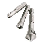 Lurrose Forets à Fraiser en Acier Hss 90° Tige Hexagonale, Kit 3 Pièces, Outil D’ébavurage pour Perçage Intérieur, Adapté au Travail du Bois et Métal, Foret à Chanfreiner Style Aléatoire