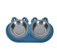 Lurrose Gamelle Double pour Chats et Chiots Petits et Moyens en PP avec Base Antidérapante et Douve Anti-Fuite pour Repas en Extérieur