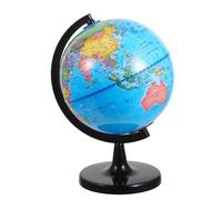 Lurrose Globe terrestre en plastique pour la classe : carte géographique interactive et éducative rotative avec support pour bureau de classe.