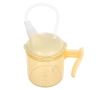 Lurrose Gobelet D'alimentation Anti-déversement Jaune et Silicone, Contrôle Précis de L'apport pour Personnes Âgées et Patients Alités