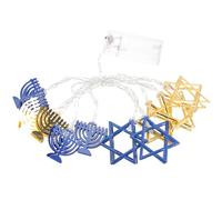 Lurrose Guirlande Lumineuse à Piles pour Hanoukka, 9 Bougies D’étoile, Décoration Murale Festive, LED Douce pour Intérieur, sans Batterie Incluse, Ambiance Lumineuse pour Fête