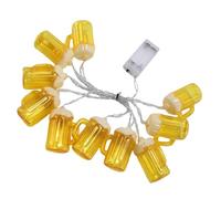 Lurrose Guirlande Lumineuse LED Décorative à Piles 2 M 10 LED de Chope de Bière pour Intérieur Chambre Fête Décoration Thème Bière Noël Anniversaire