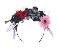 Lurrose Halloween Couronne de fleur bandeau mexicaine Rose Fleur Couronne dia de los muertos ne Jour des morts Bandeau Tête de mort (Coloré)