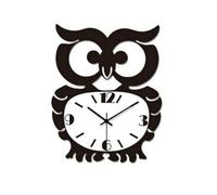 Lurrose Horloge Murale Décorative en Acrylique Forme Hibou Noire, Silencieuse sans Pile, Diamètre Moyen, pour Salon ou Bureau Design Vintage Rétro