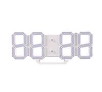 Lurrose Horloge Murale LED 3D Numérique Blanche Affichage Vert, Réveil USB Multifonction, Affichage Date et Température, Luminosité Réglable pour Maison et Bureau