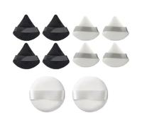 Lurrose Houppettes à Poudre Visage 10 Pcs Lot 2 Ronds Blancs 60x12 Mm 4 Triangles Blancs 4 Triangles Noirs Coton Maquillage Femme Accessoire Cosmétique pour Fond de Teint Blush
