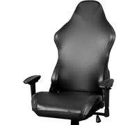 Lurrose Housse de Chaise de Bureau Extensible en Cuir PU Noir, Protection Anti-salissures Housse D'accoudoir, Adaptée pour Chaise Gaming, pour Bureau, Salle de Jeux et Cybercafé