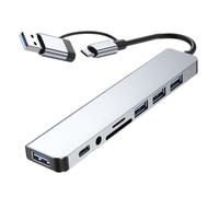 Lurrose Hub USB Type-c 8-en-1 pour Ordinateur Portable Adaptateur USB 3.0 Lecteur De Cartes Mémoire Ports Supplémentaires Compatibles Pc Portable Design Compact Noir