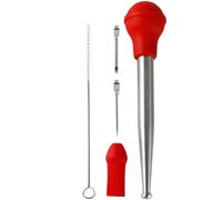Lurrose Injecteur De Dinde en Acier Inoxydable Et Silicone avec Aiguilles Robustes Et Brosse De Nettoyage Accessoire Pratique pour Barbecue Marinade Et Assaisonnement Facile