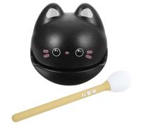 Lurrose Instrument de Percussion Bois Chat Noir Anti-Stress Bureau Portable Bloc Temple Sonore Apaisant Relaxant Éducatif Léger