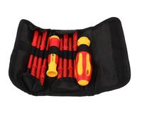 Lurrose Jeu de Tournevis Isolés pour Électricien, Kit 10 Pièces Embouts Cruciformes, Plats et Torx, Manche Antidérapant en Plastique Isolant, Coffret de Rangement Portable pour Travaux