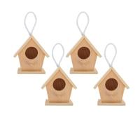 Lurrose Kit de 4 Petites Maisons à Oiseaux en Bois à Suspendre, Nichoirs Miniatures Naturels pour Observation, pour Colibris et Petits Oiseaux en Voyage