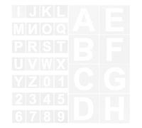 Lurrose Kit de 72 pochoirs en plastique avec lettres et chiffres, réutilisables, pour peindre sur des murs en bois, des roches, des panneaux en tissu, des projets artistiques DIY