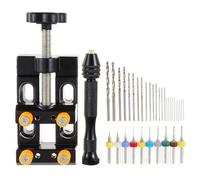 Lurrose Kit D'outils de Perçage Manuel 37 Pièces pour Bijoux, Mini Perceuse à Main 25 Forets Hélicoïdaux de 0,3 à 1,2 Mm, Étau de Serrage Compact, Accessoires Précis pour Travail
