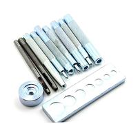 Lurrose Kit Outils à Riveter 11 Pièces en Métal Solide Argenté avec Base et Poignées Longues pour Installer Boutons Pression et Perforer Cuir